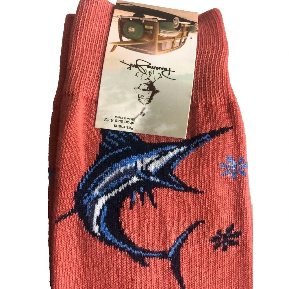 Panama Jack Blue Marlin Mens Socks Hibiscus Nautical Summer 2pk Shoe Size 8 -12